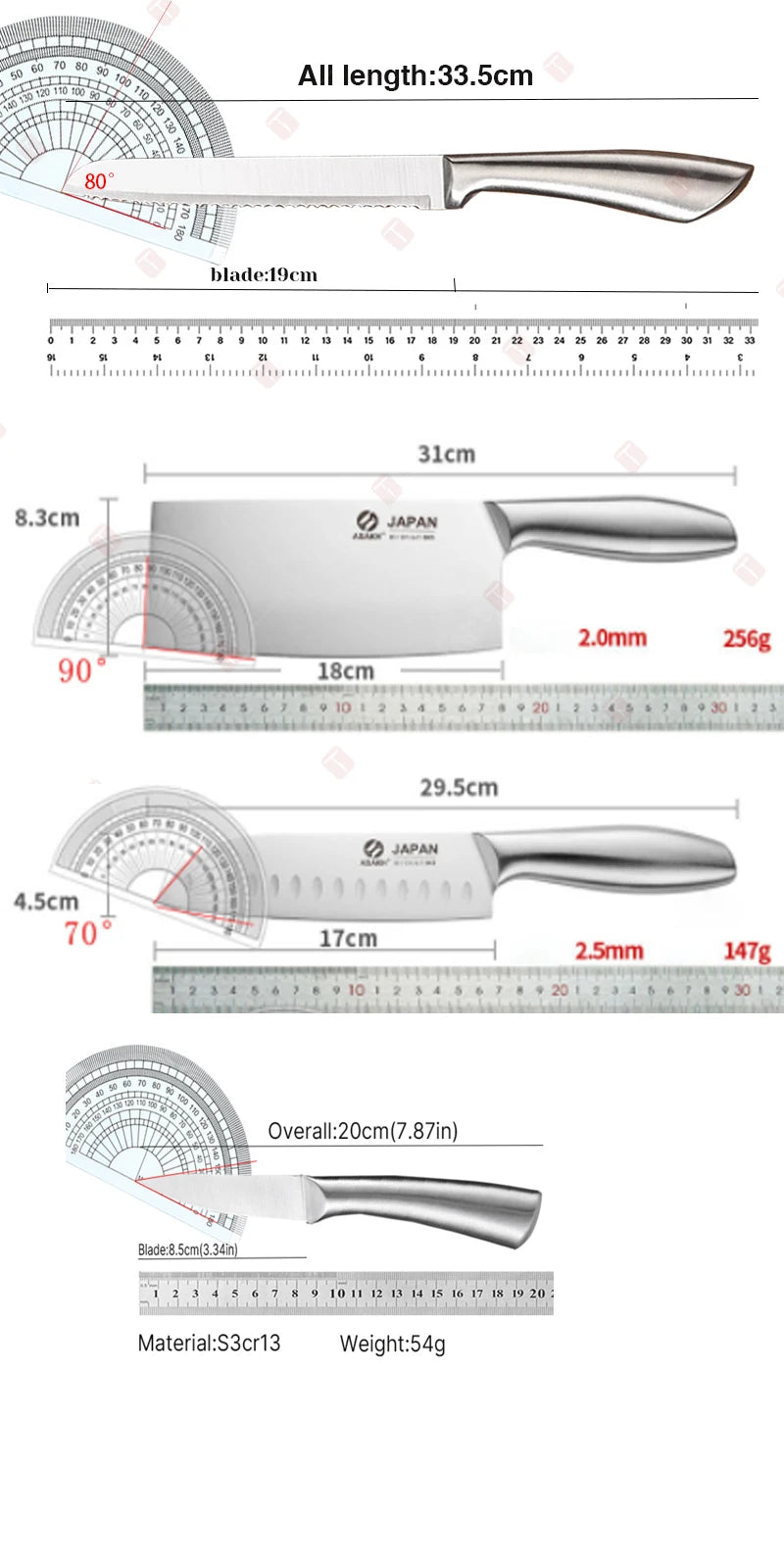 All Steel Professional Kitchen Knife Set